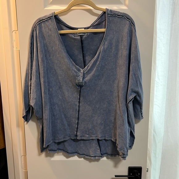 we the free v-neck blouse - blue - Picture 2 of 7